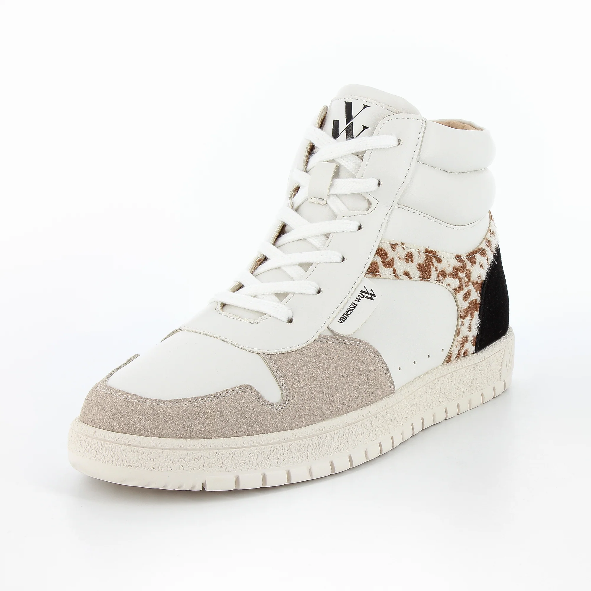 Sneakers-Baskets montantes Kassidy blanches à détail vache