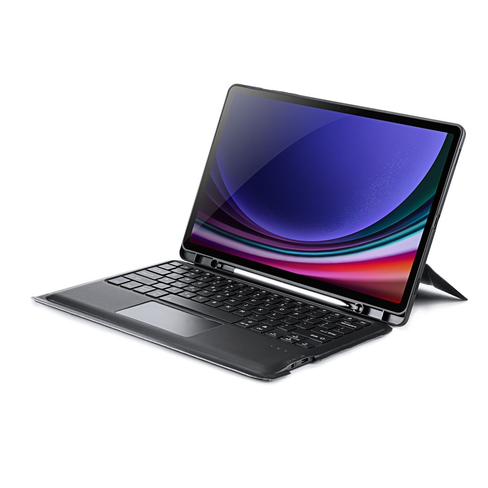 2in1 Samsung Galaxy Tab S10  Plus Leder Tasche Magnetische Bluetooth Tastatur   S-Pen Halterung (QWERTY) - Schwarz