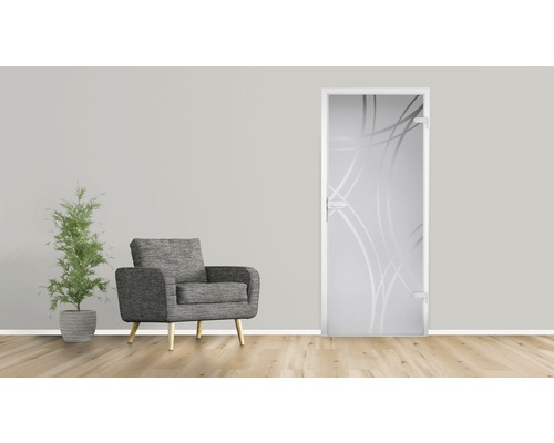 Pertura glazen deur Runa Tangente 83,4 x 197,2 x 0,8 cm DIN rechts voor Studio fitting