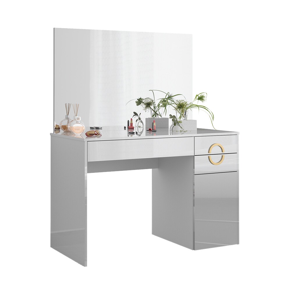 Vicco Schminktisch Adela Weiß Hochglanz, 115 x 76 cm mit Spiegel, Frisierkommode