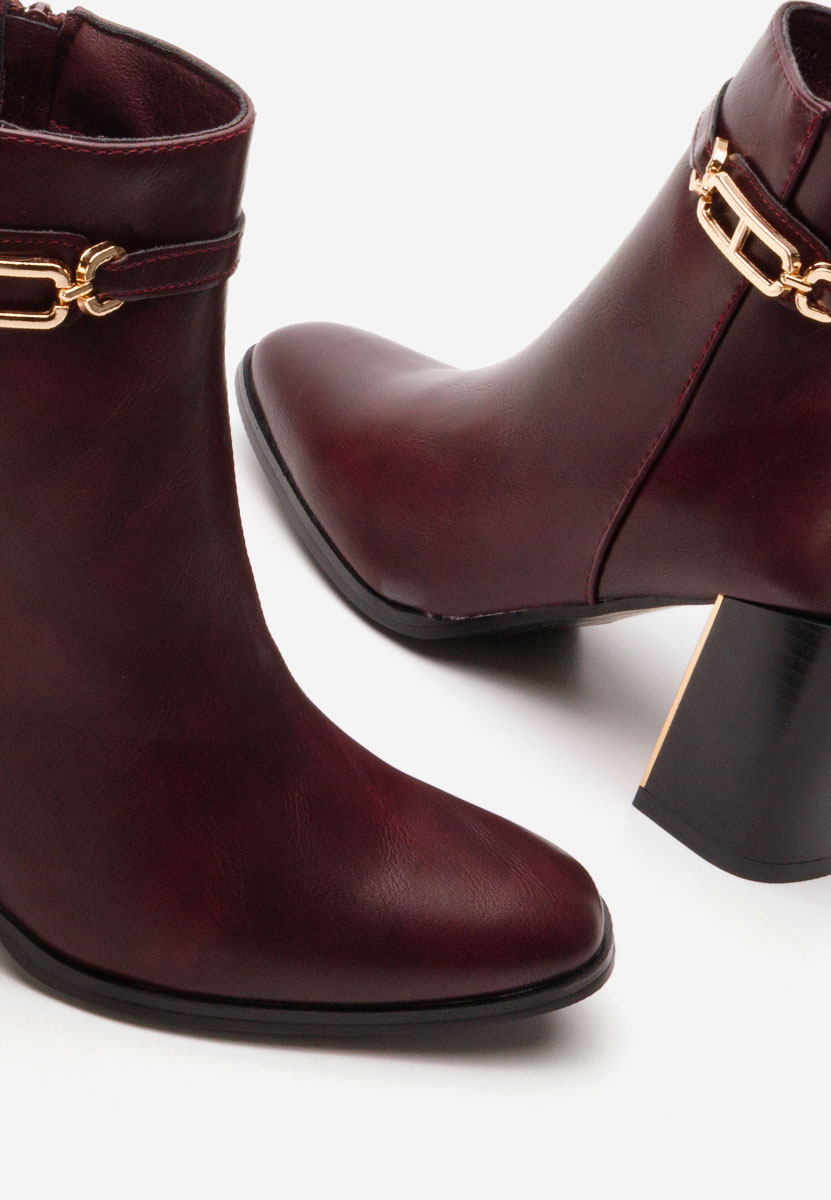 Bottines à gros talon bordeaux Arletta
