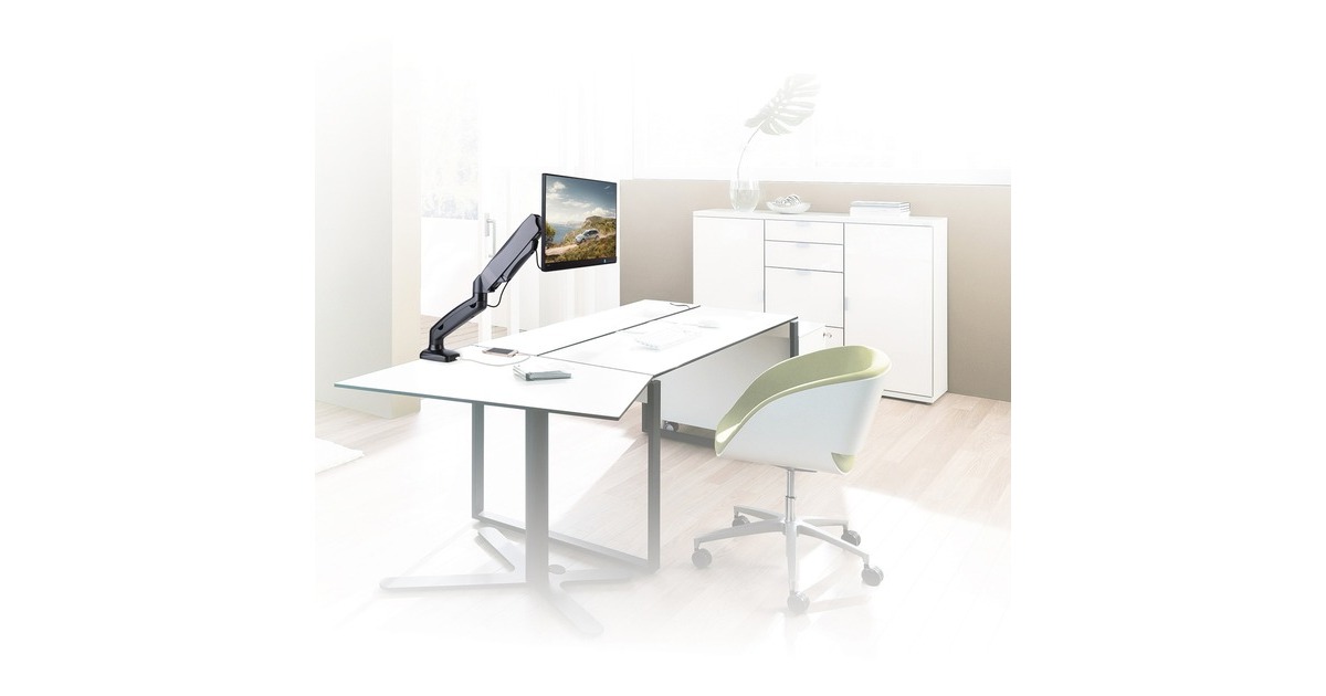 ACT ConnectivityMonitorarm office met gasveer, 1 scherm  (Zwart)