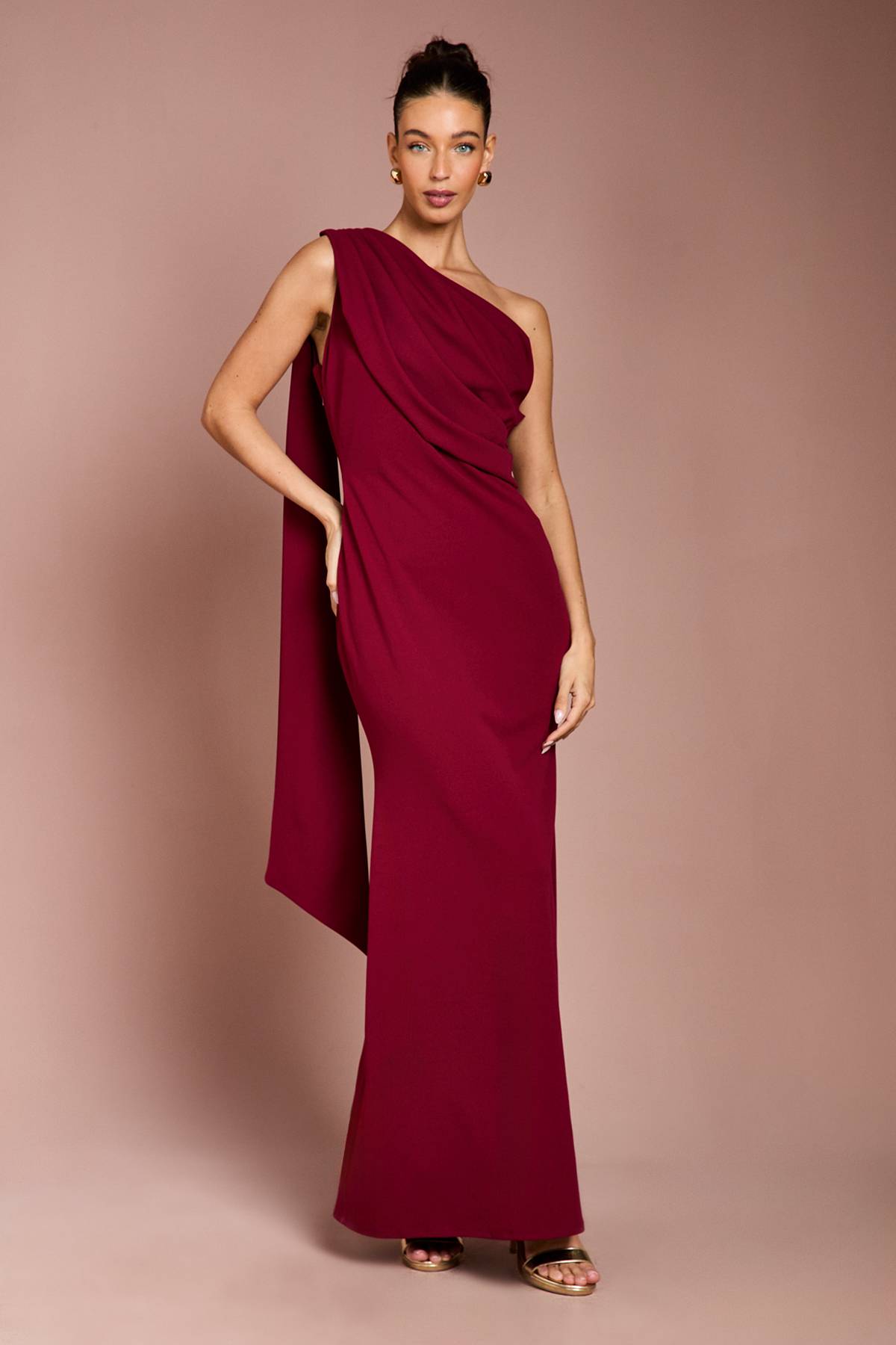 Coast Robe Maxi en Crêpe Extensible à Une Épaule
