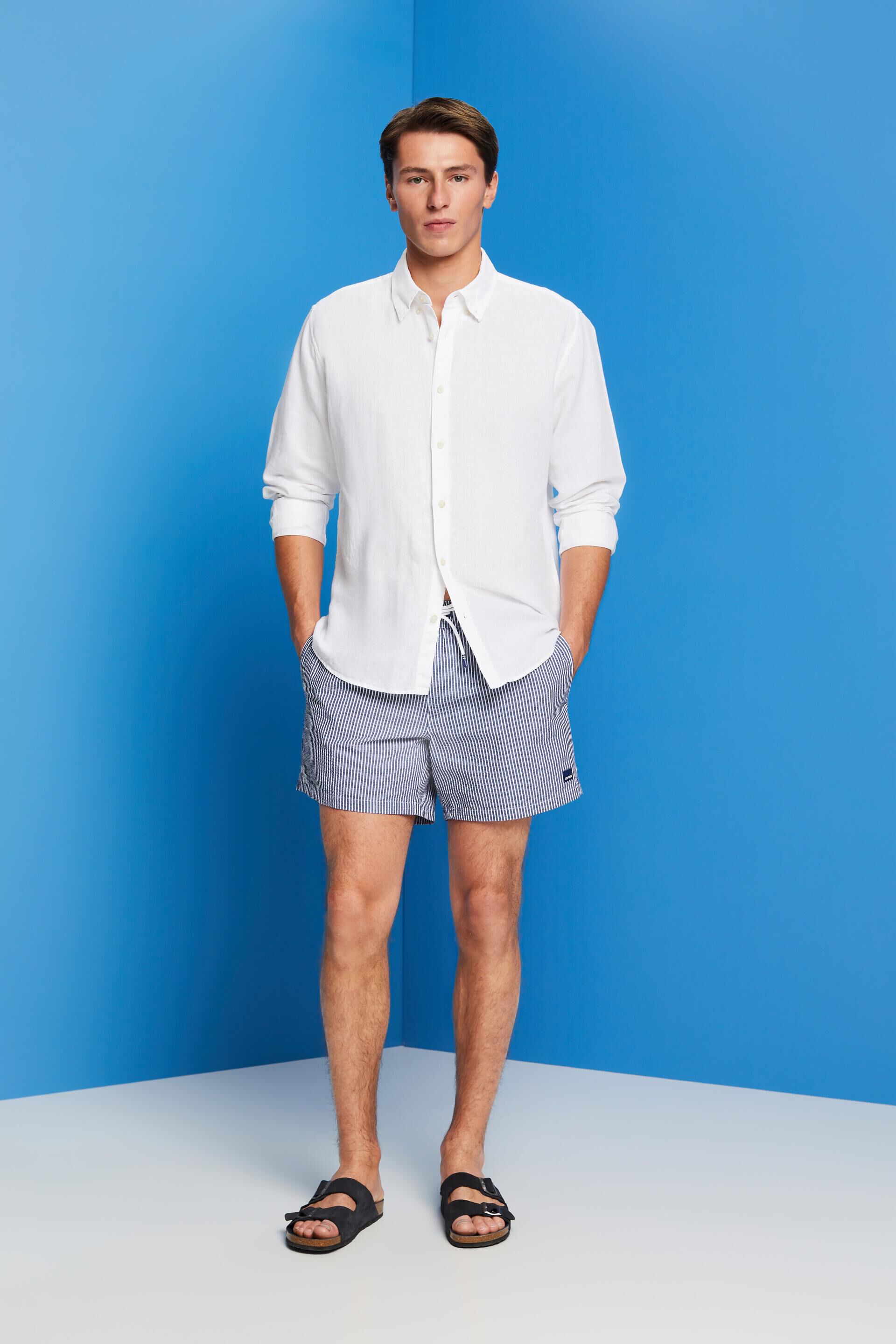 Short de bain texturé animé de rayures