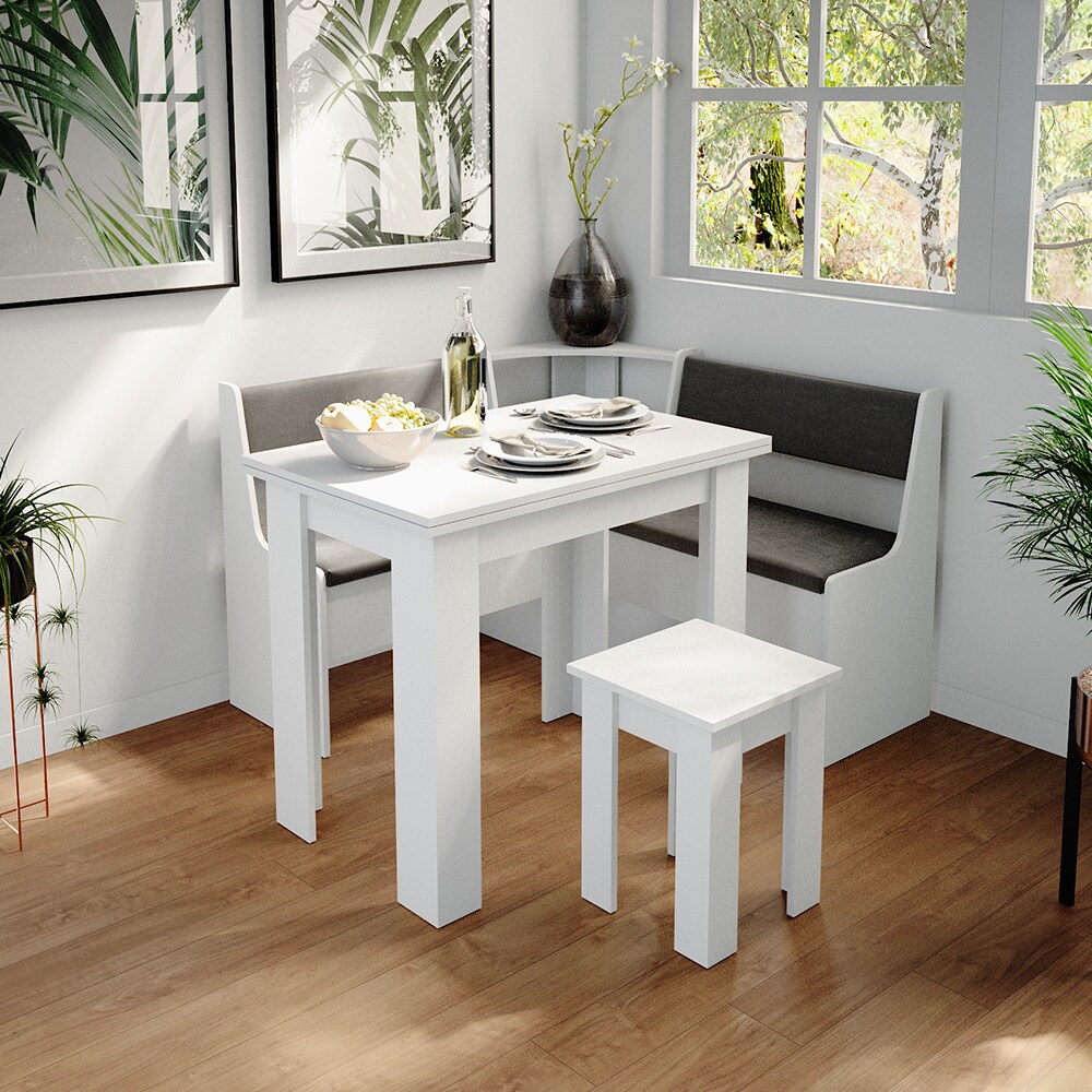 Vicco Eckbankgruppe Roman Weiß 120x120cm Küchenbank Eckbank Sitzgruppe Sitzbank