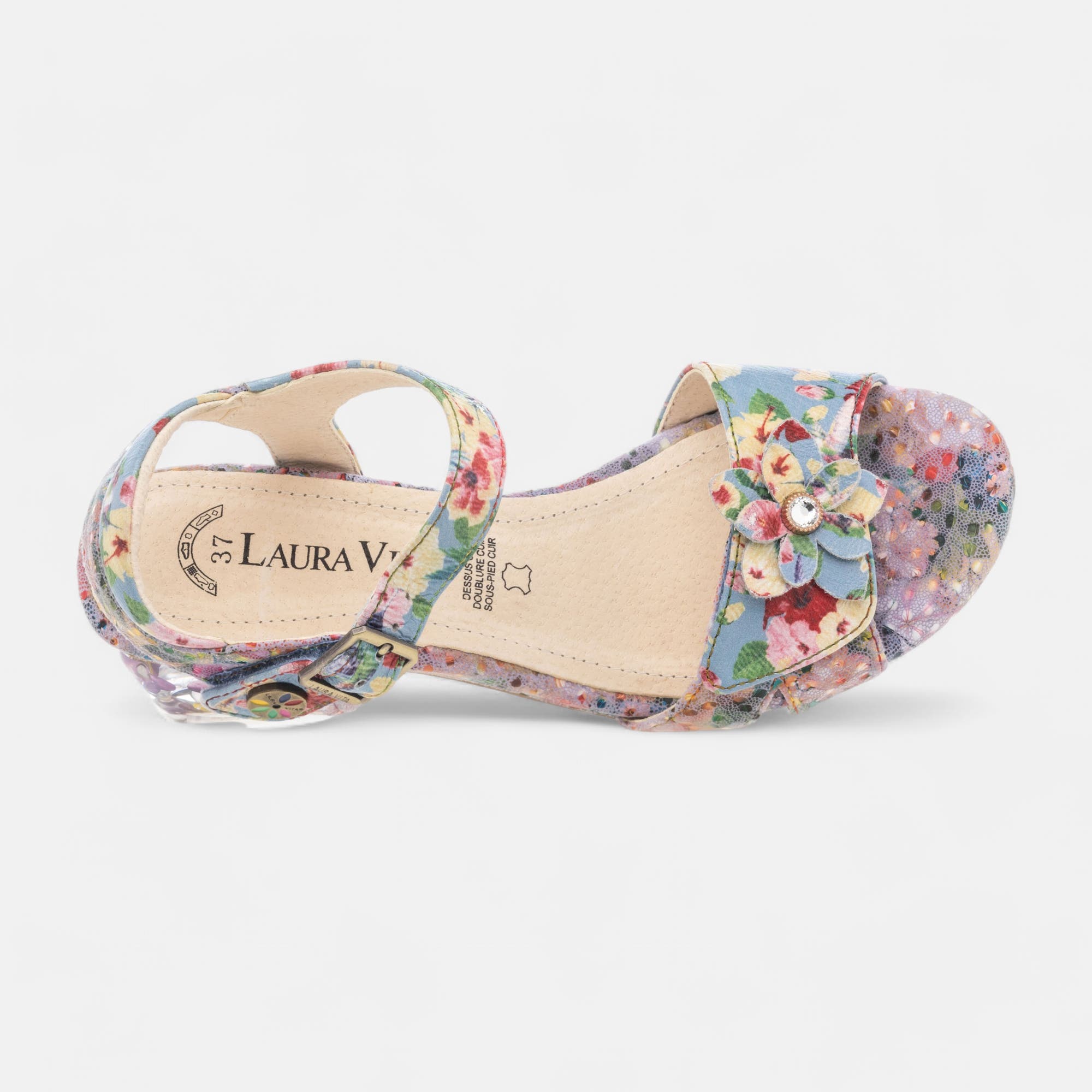 Nu-pieds à talon Femme en cuir bleu