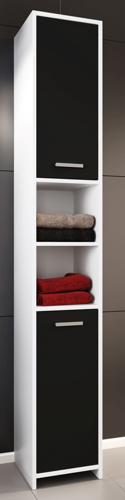 Hochschrank ZALO L - weiß-schwarz - 180 cm