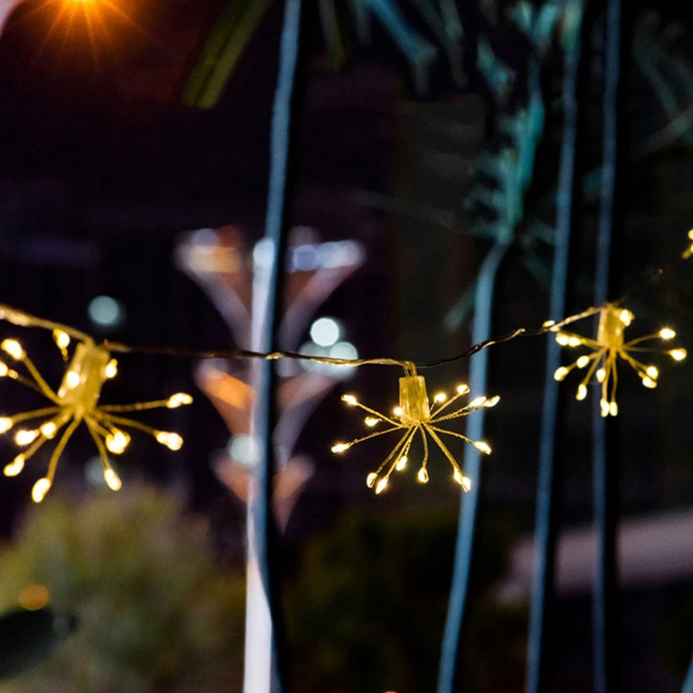 (1.5m) 50 LED's Deko Solar Lichterkette Feuerwerk Outdoor Beleuchtung IP65 - Warmweiss
