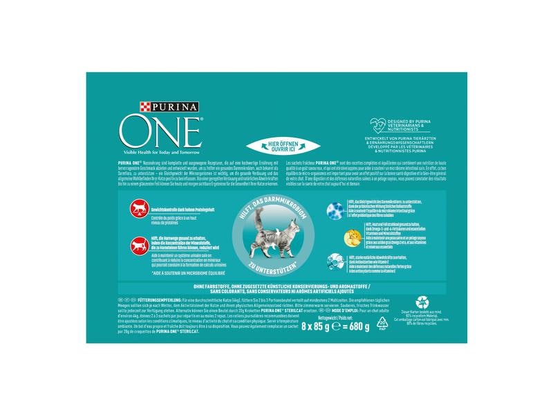 Purina ONE Nassfutter STERILCAT in Sauce Lachs/Karotten, 8 Alleinfuttermittel für ausgewachsene Katzen