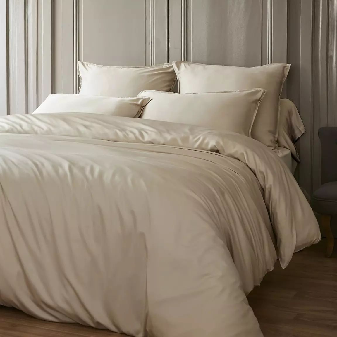 Taie d'oreiller carrée satin de bambou (63 x 63 cm) Salomé Beige
