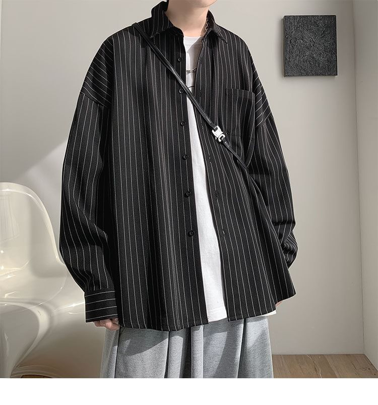 Savenne - Oversized overhemd met pofmouwen, gestreepte zakdetails