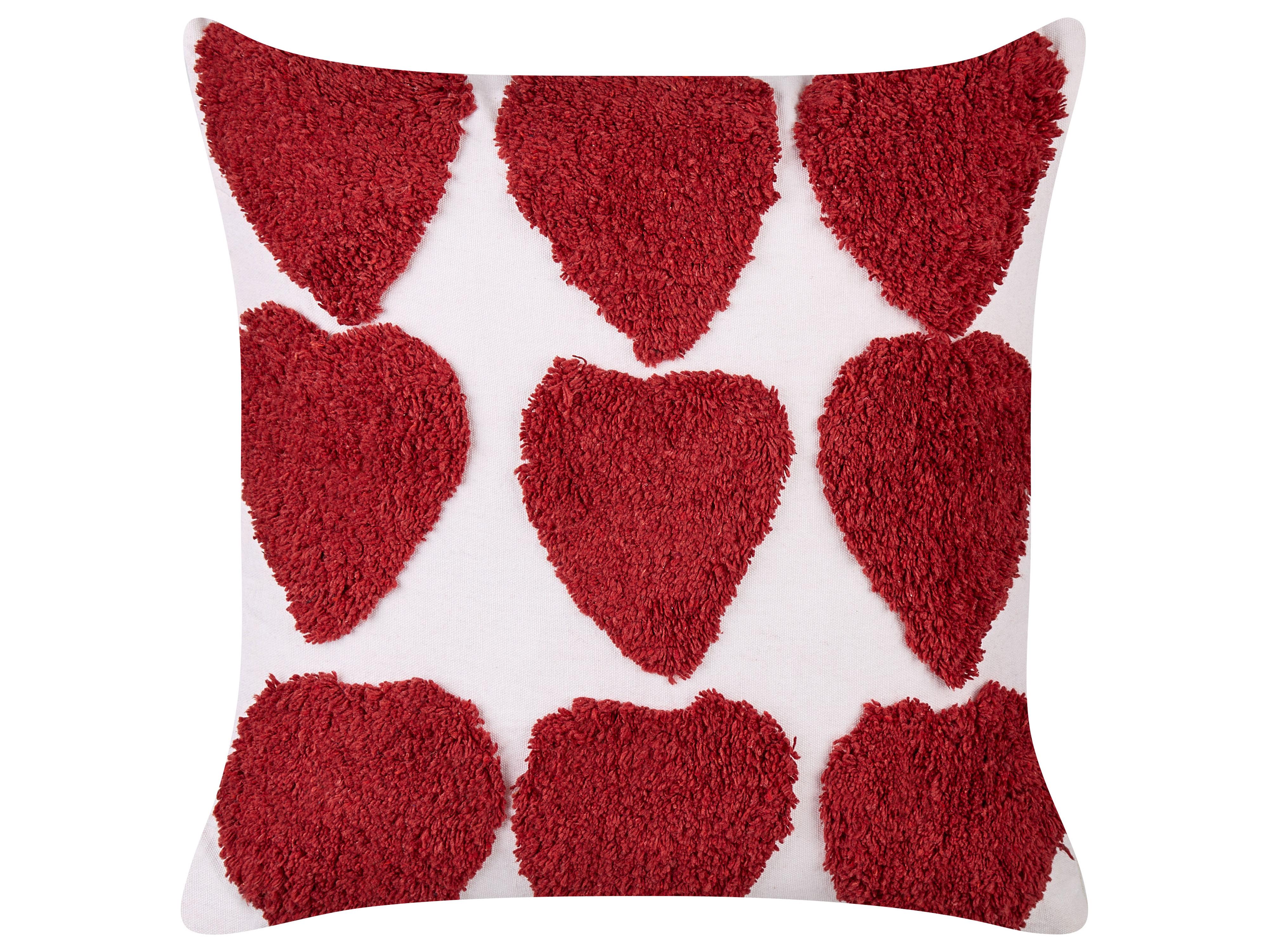 Set van 2 sierkussens MINGORA Katoen 45 x 45 cm Rood hartenpatroon