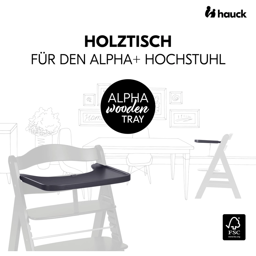 hauck Alpha+ Wooden Tray Dark Grey