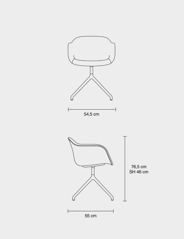 Muuto Fiber Swivel gestoffeerde stoel zwart, Remix 183