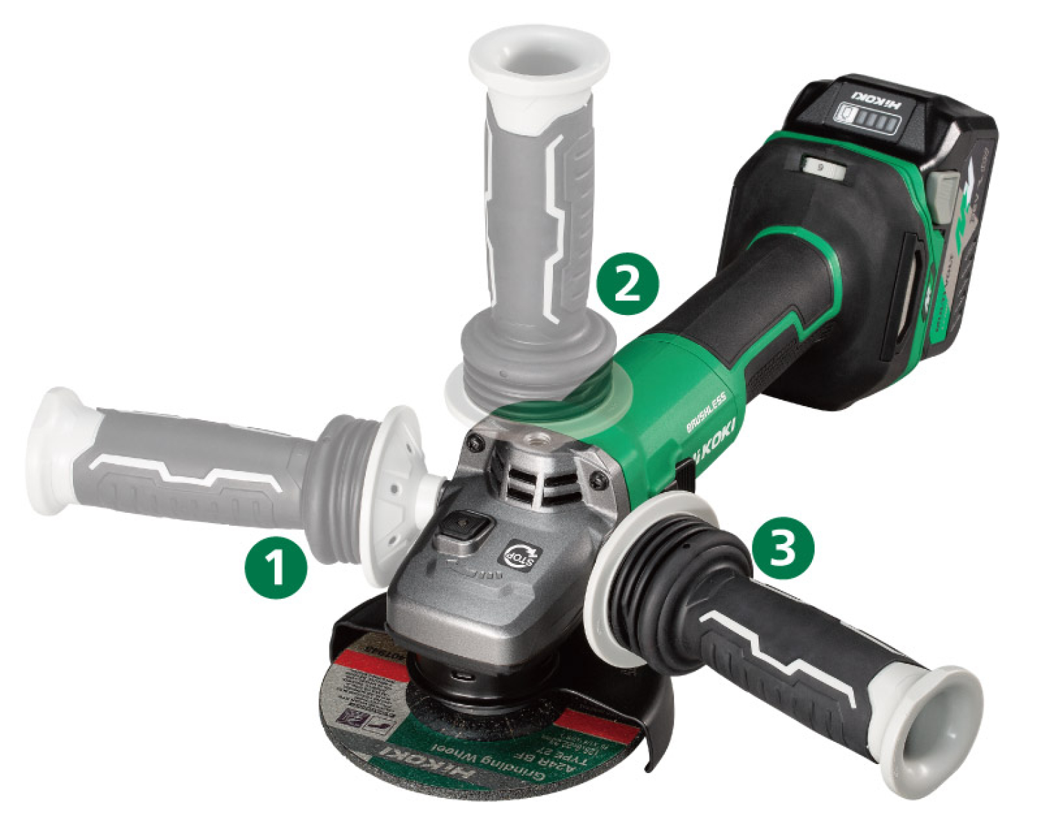 HiKOKI G3613DBWRZ 36V Multivolt Li-Ion accu haakse slijper set (2x 2,5Ah) in HSC - koolborstelloos