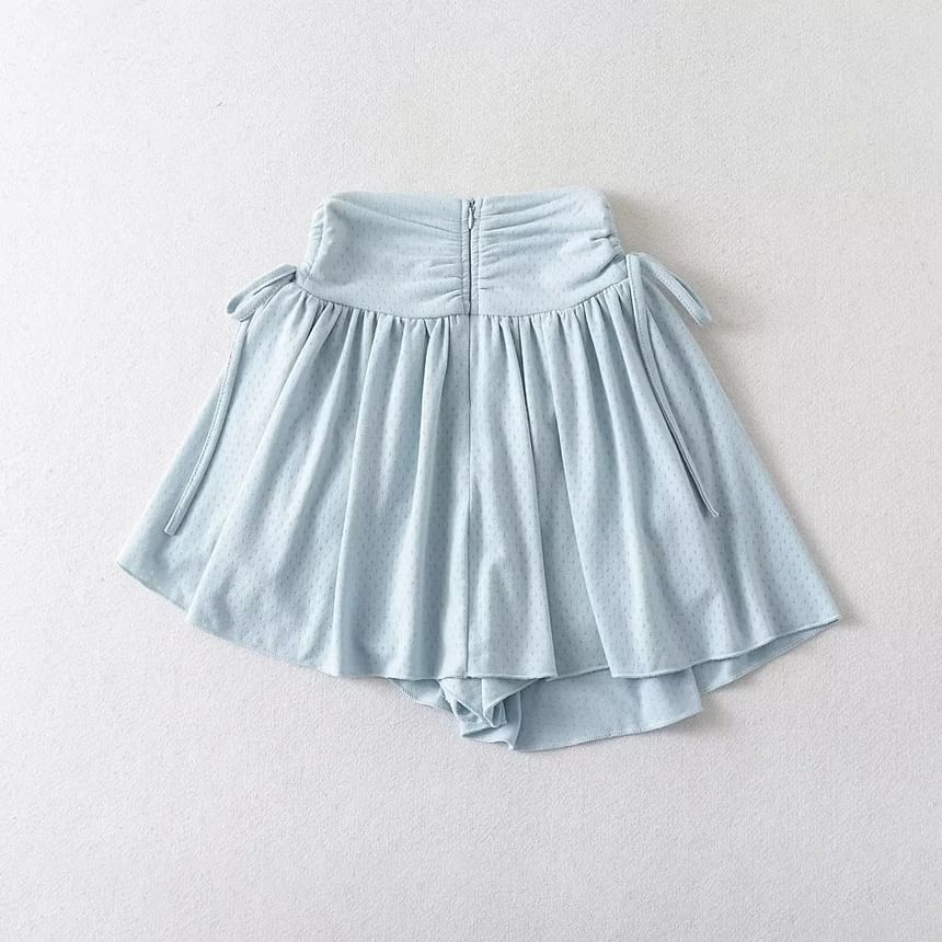 Asiris - Hoge taille, effen mini A-lijn rok met trekkoord aan de zijkant