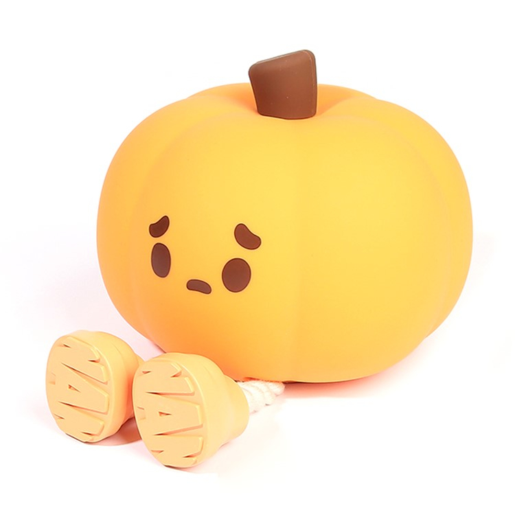 USB Silikon Kürbis Kinder Nachtlicht LED Lampe Akku Beleuchtung mit Touch Funktion für Herbst / Halloween / Thanksgiving - Orange