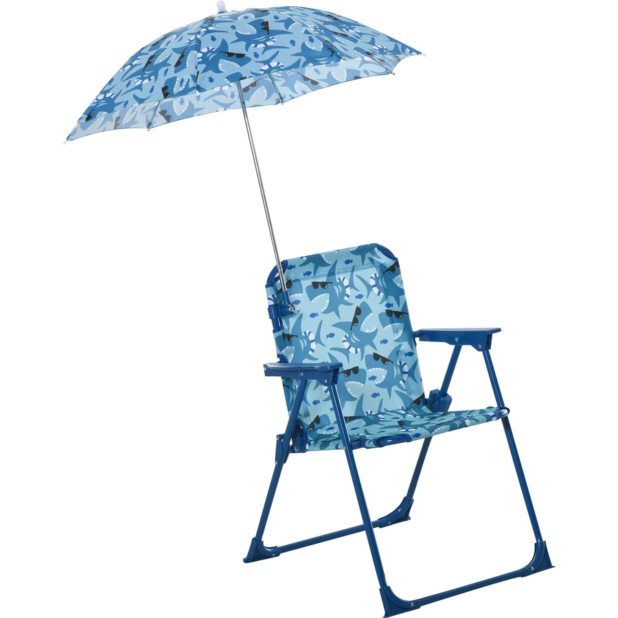Outsunny Kinder-Campingstuhl mit Sonnenschirm blau