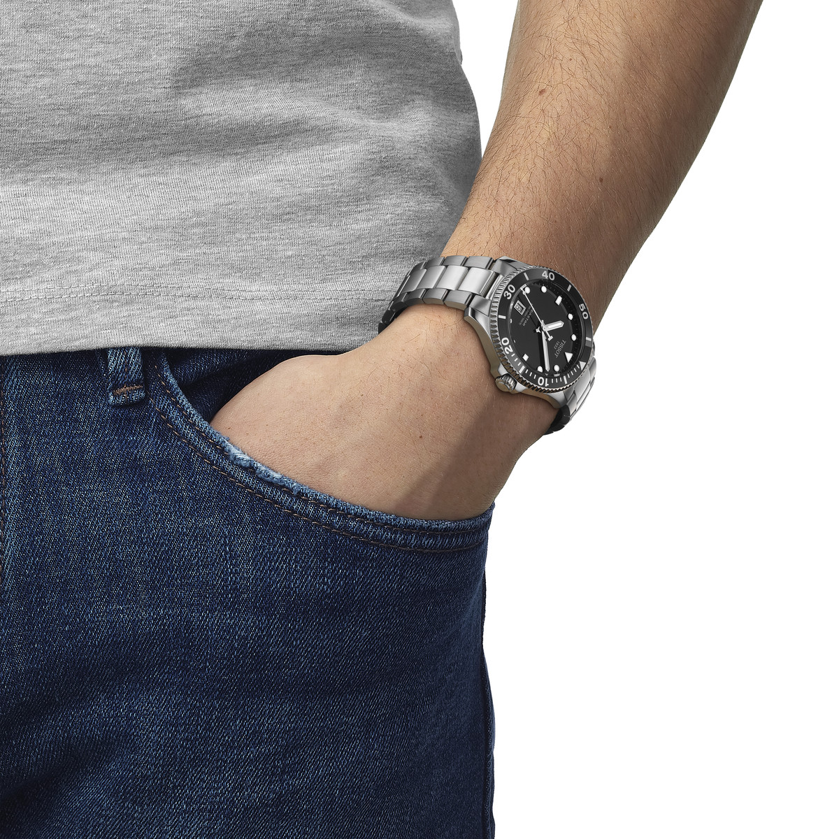 Montre TISSOT t-sport mixte bracelet acier gris