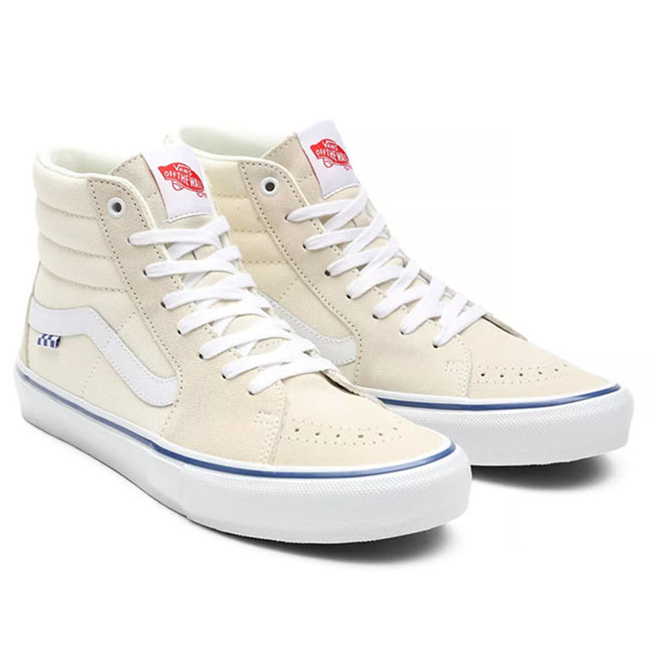 Vans Sneakers en Toile et Velours de Cuir Sk8-Hi blanc cassé