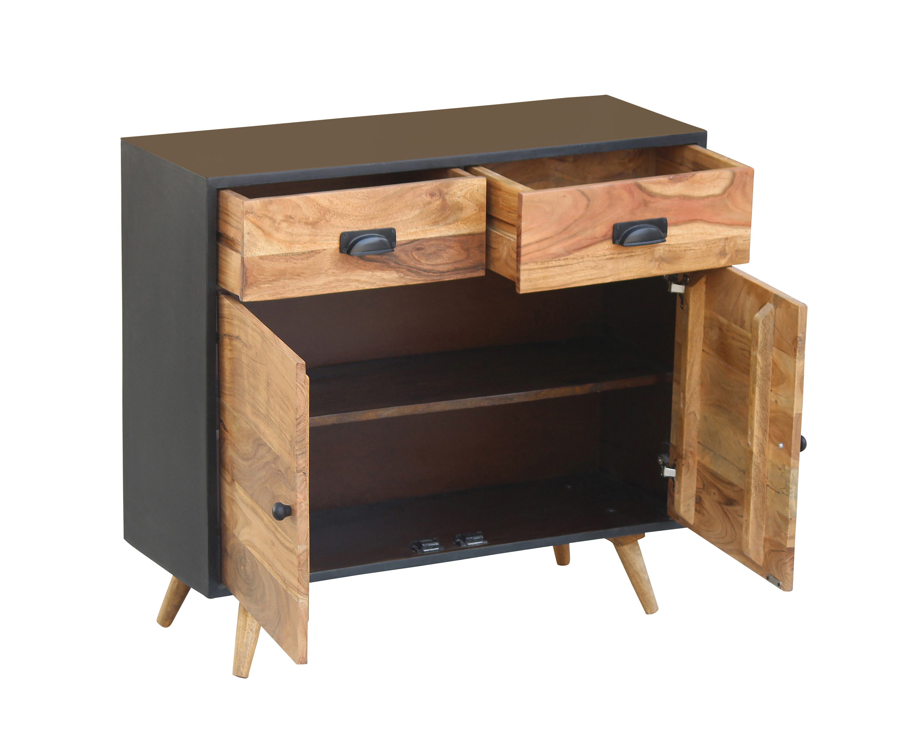 Sideboard JARIK 90 x 83 cm schwarz/braun