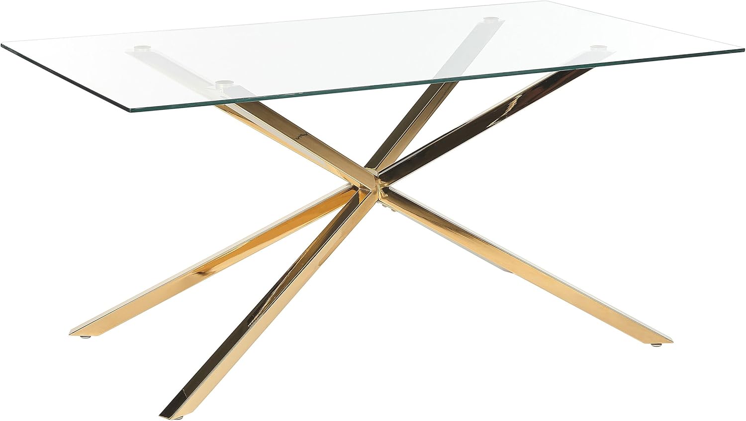 Beliani Esstisch Glas transparent rechteckig 160 x 90 cm Metallgestell Gold Maramo