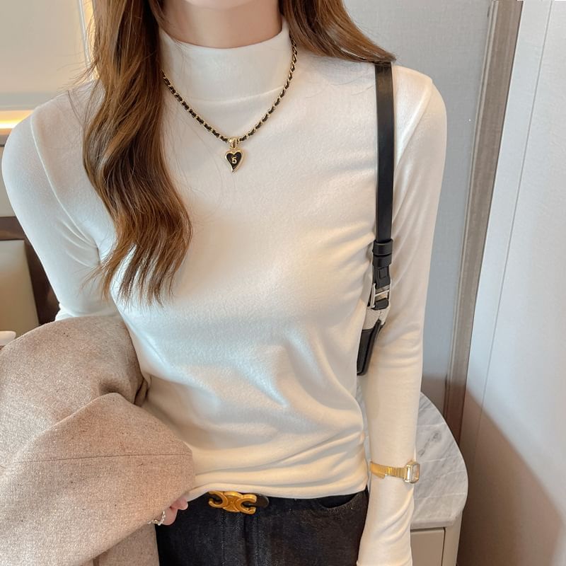Hopsi - Effen T-shirt met lange mouwen en mockneck