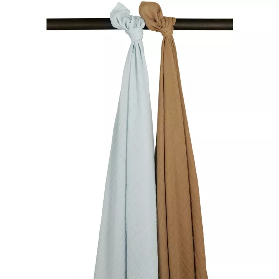 MEYCO Musselin Swaddle 2er-Pack Uni Light BlueToffee