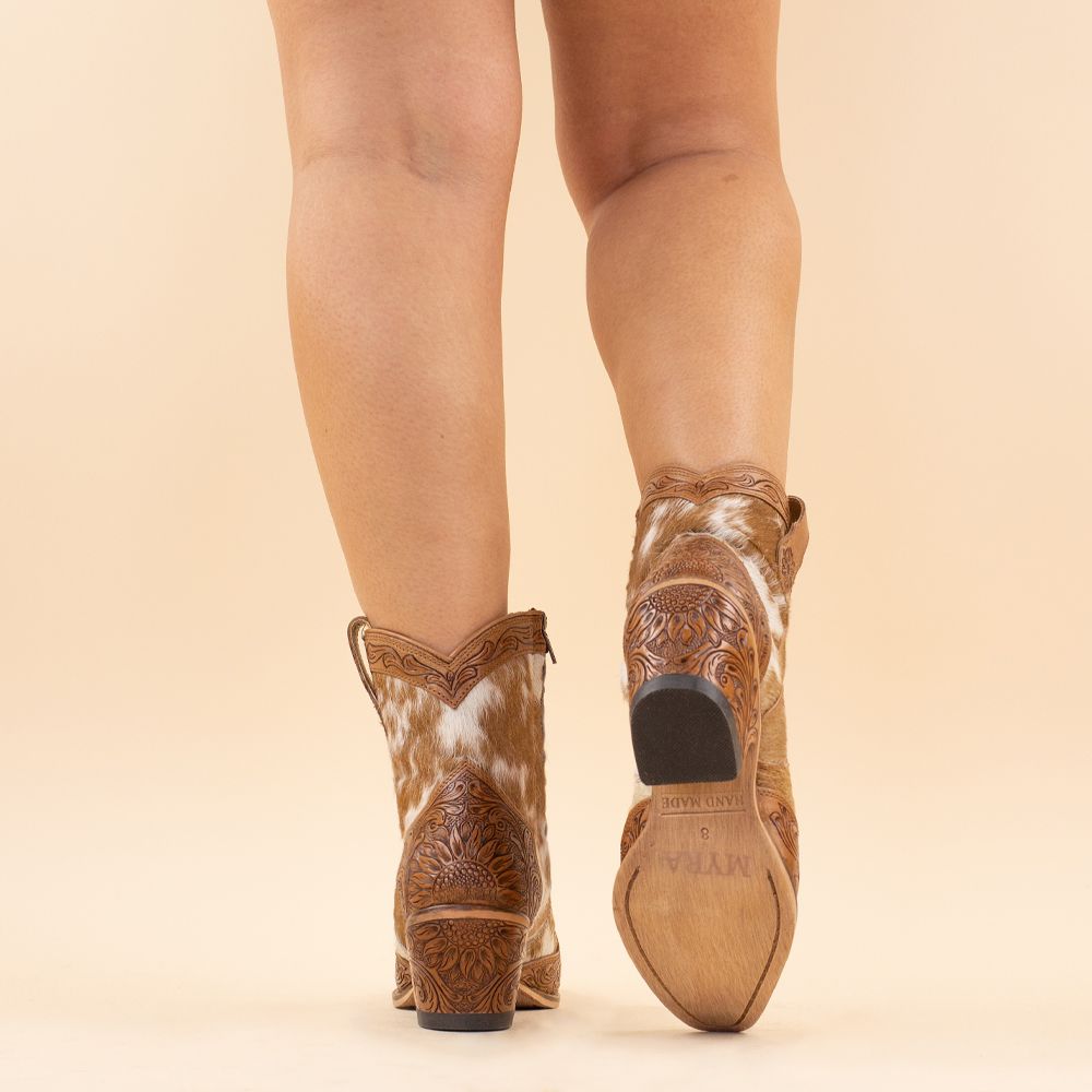Myra Bag Boots Georgia Trail Hair-on Hand-tooled