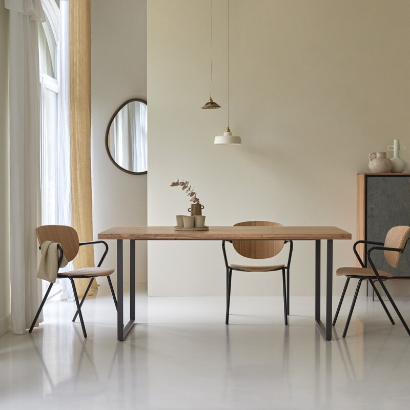 Table Temis en bois d'acacia et métal L 175 x P 90 cm, 6 personnes