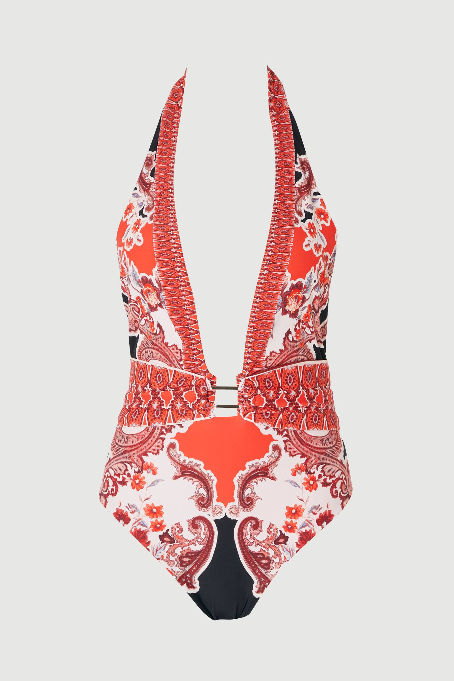 KarenMillen Maillot de Bain Décolleté Imprimé Foulard Miroir