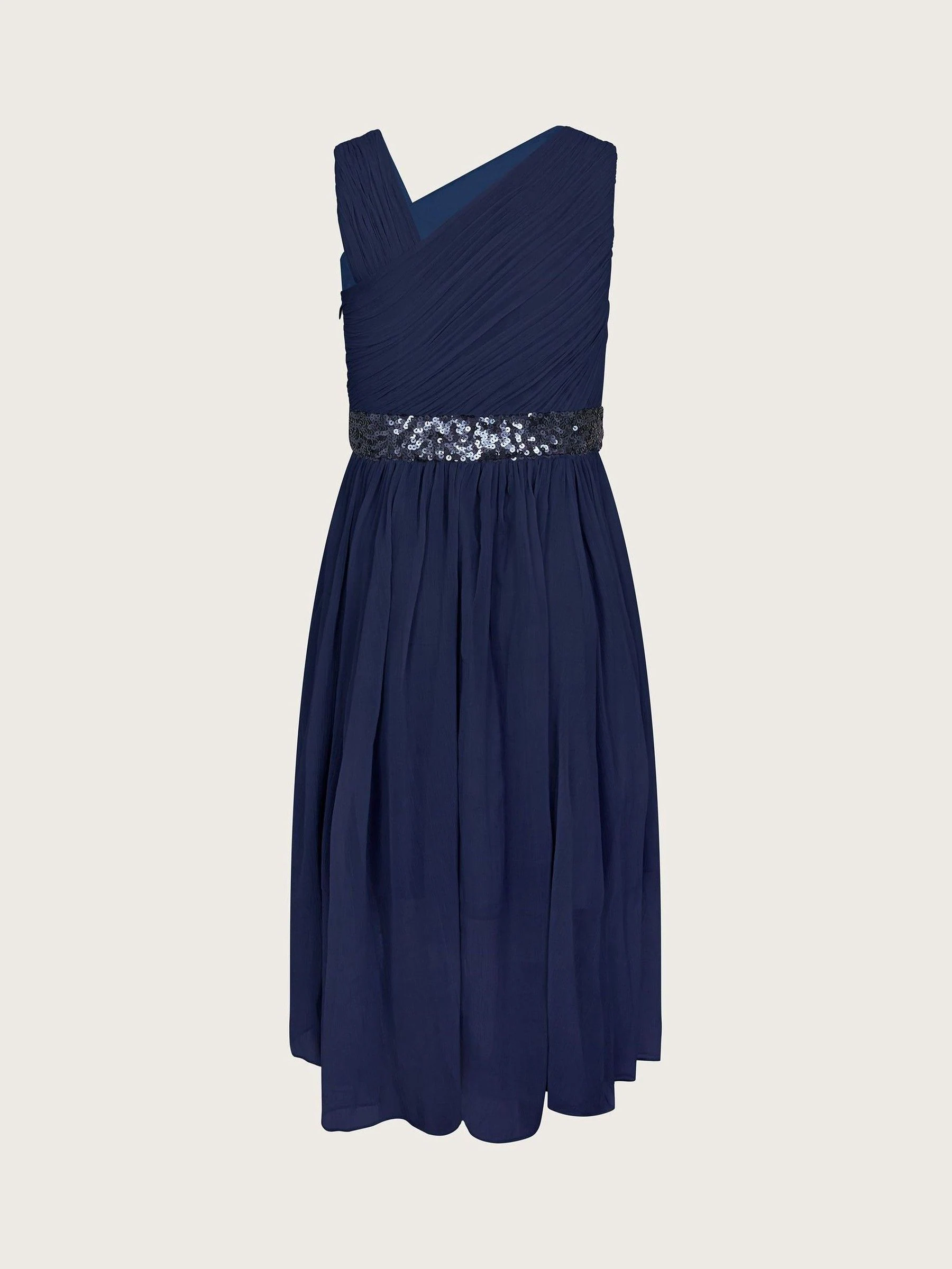 Blauw - Monsoon - Abigail - Feestjurk met één schouder
