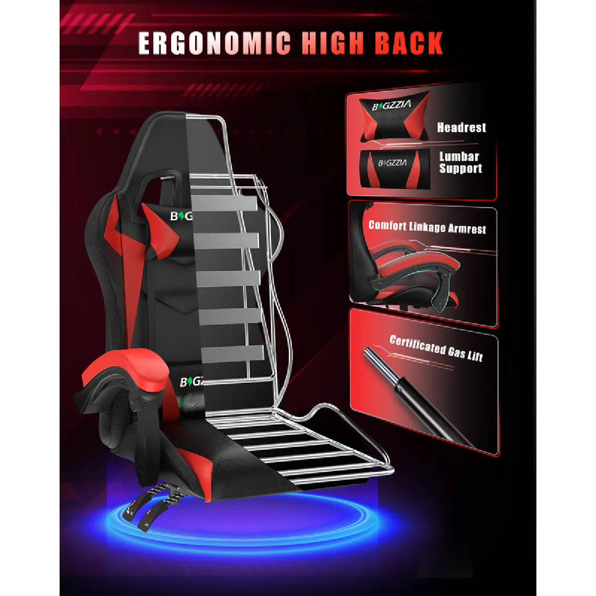 RATTANTREE Fauteuil Gaming LED - Noir/Rouge