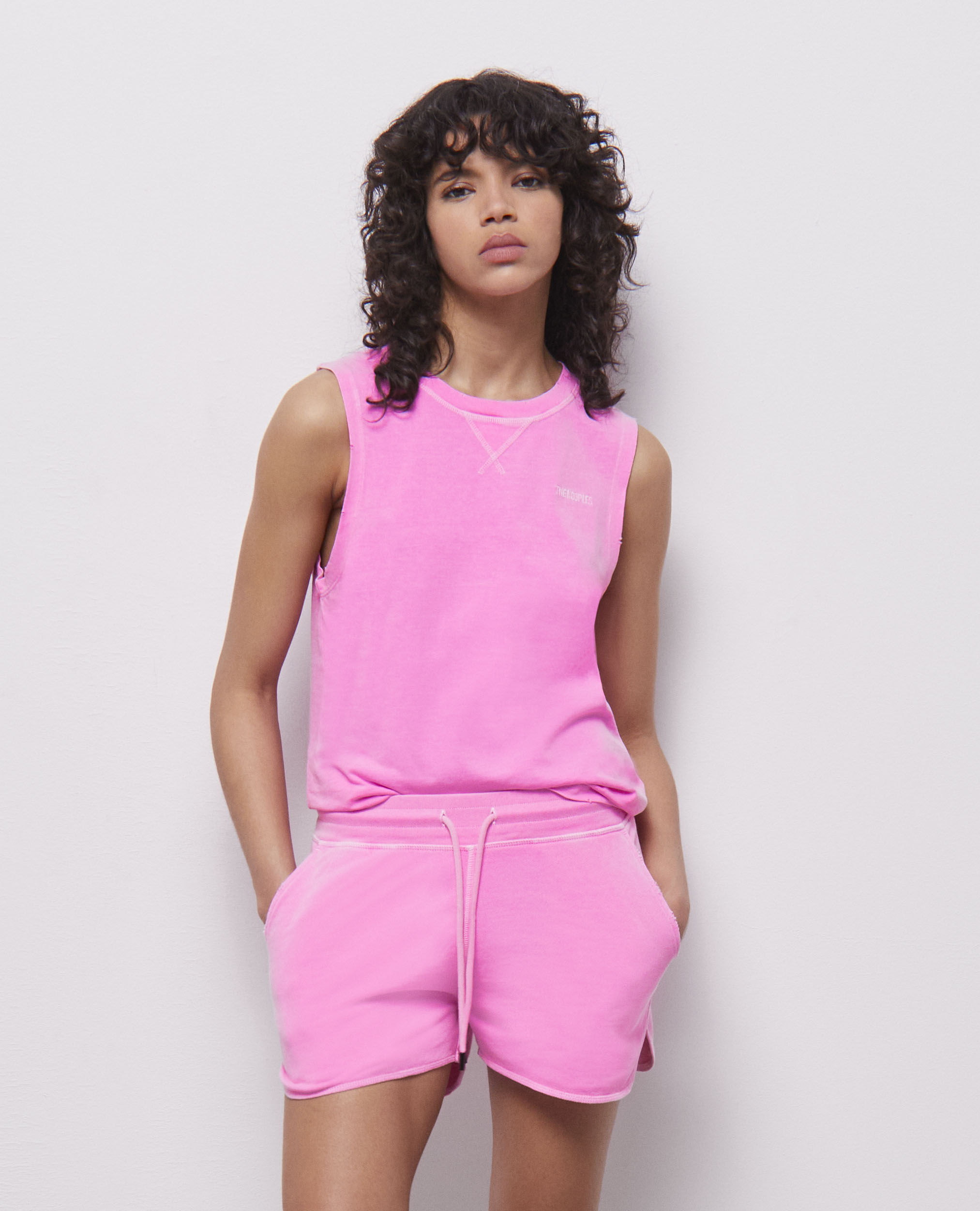 T-shirt rose fluo avec logo