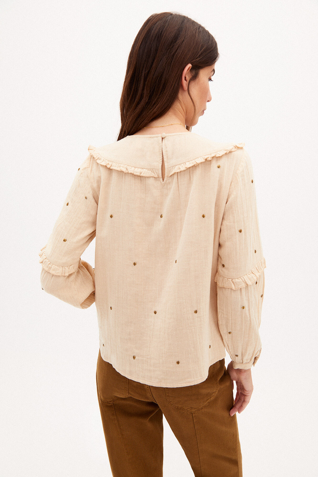 Blusa Nat Cotton com Bordado - Bege