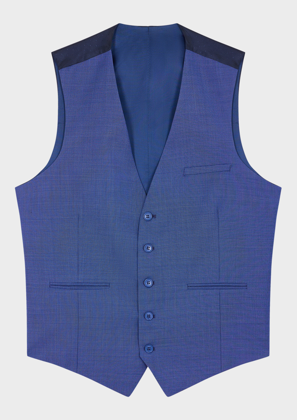 Gilet de costume en laine unie bleu cobalt
