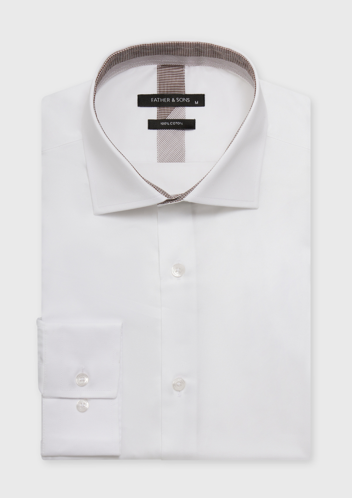 Chemise habillée Slim en satin de coton uni blanc