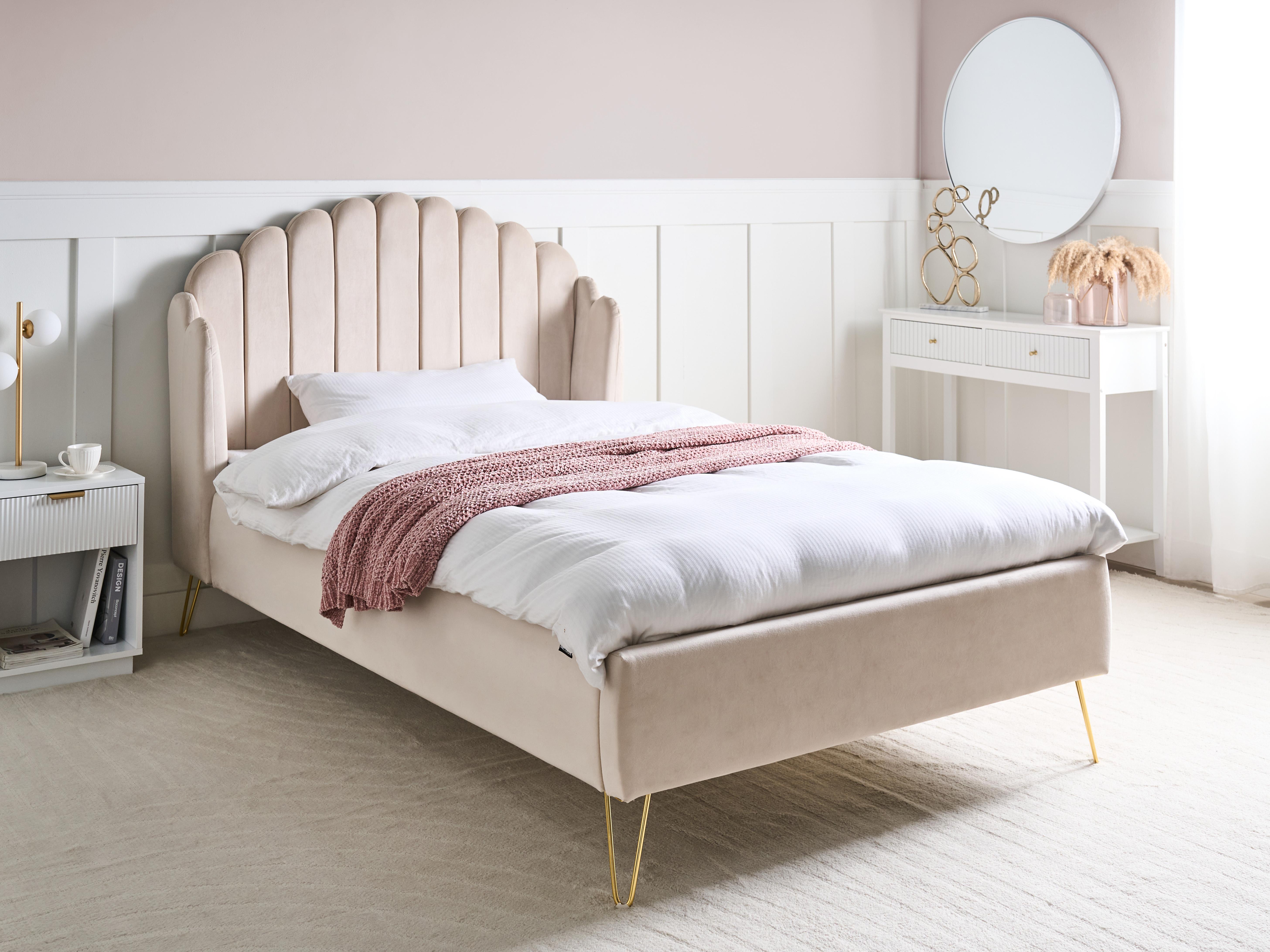 Bed Stof AMBILLOU 120 x 200 cm Lichtbeige