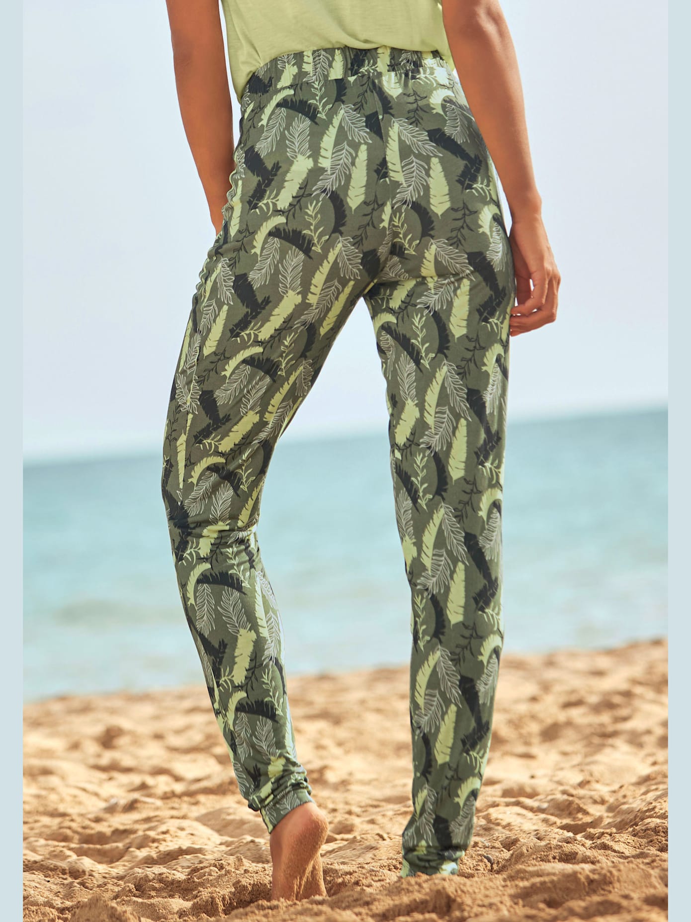 Pantalon en jersey large ceinture élastique