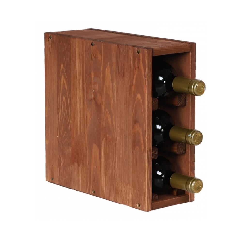 PROREGAL Modulair Wijnrek Vincellar Mod HxBxD 30 x 12 x 30 cm Smal Module Voor 3 Flessen Massief Dennenhout Bruin Geolied
