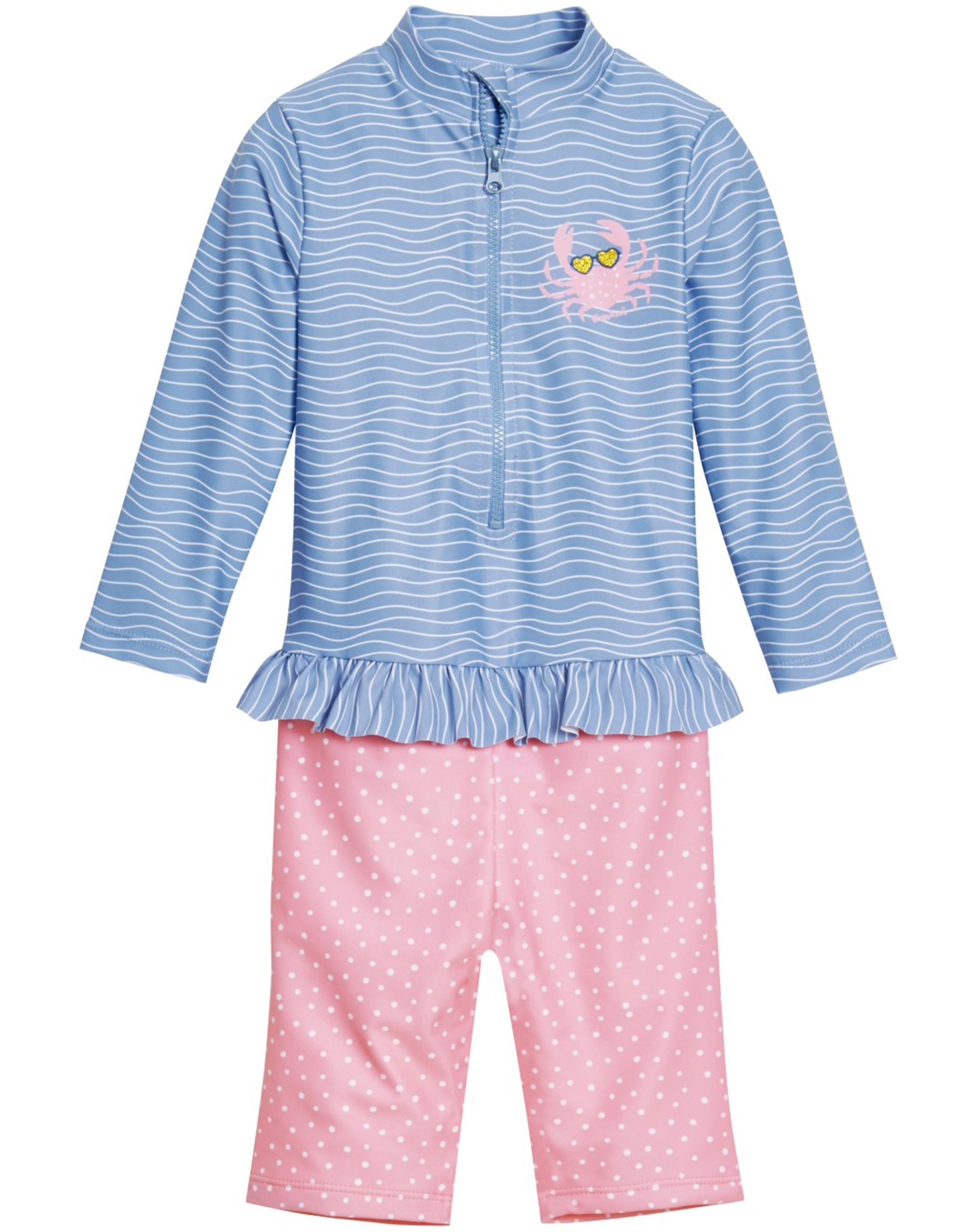 Langarm-Schwimmanzug KREBS in blau/pink