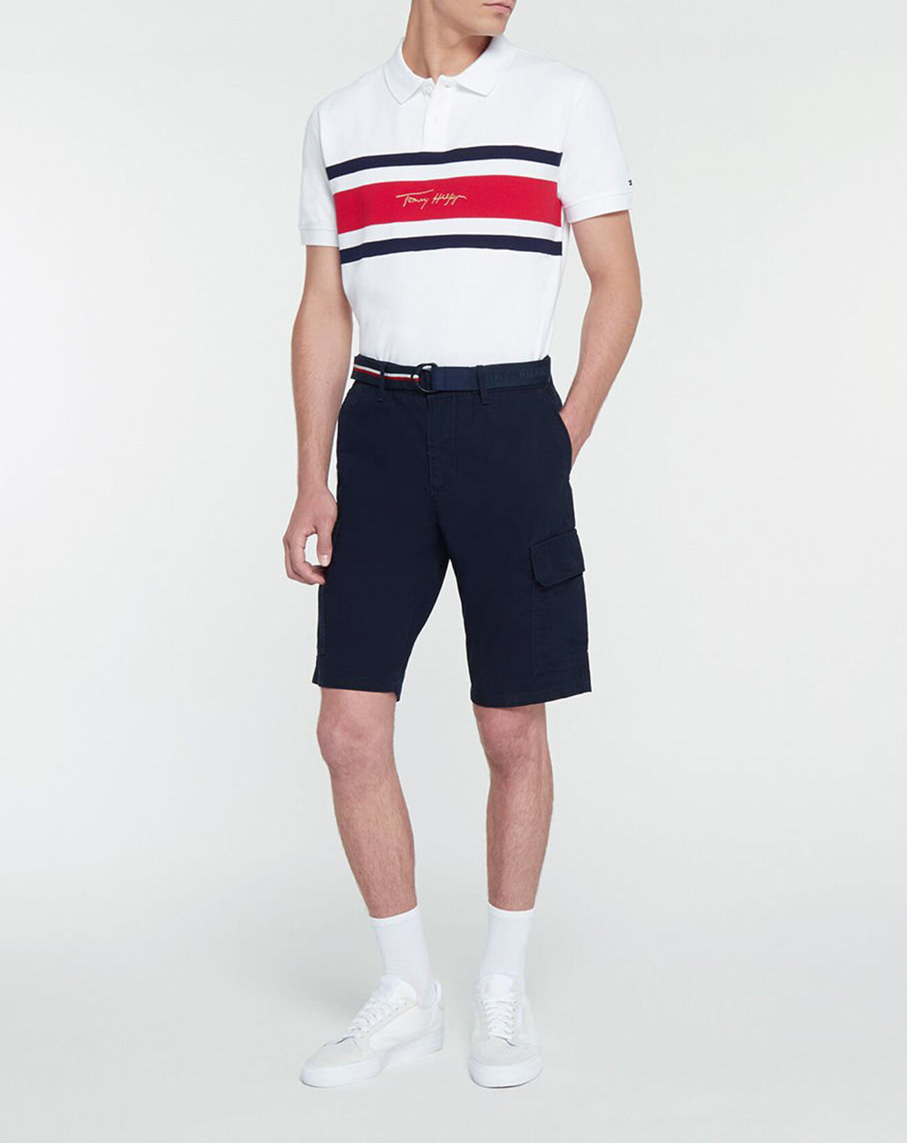 Tommy Hilfiger Bermuda 100% Coton Bio  John Cargo bleu marine