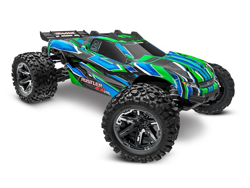 Traxxas Stadium Truck Rustler 4x4 VXL Grün, ARTR, 1:10 4WD Stadium Truck mit Velineon VXL-3S Brushless Antrieb
