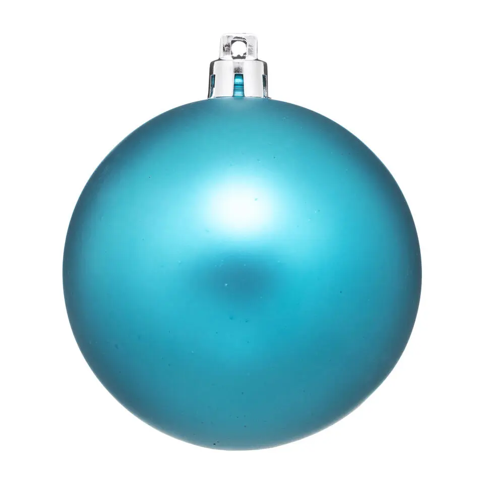 Atmosphera Kerstballen - 4st - kunststof - blauw-turquoise - 8cm