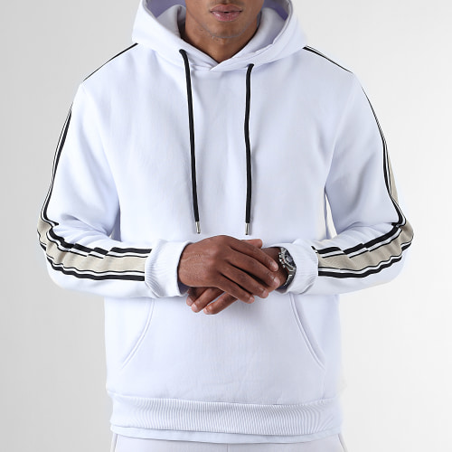 Sweat Capuche Avec Bande 2124 Blanc