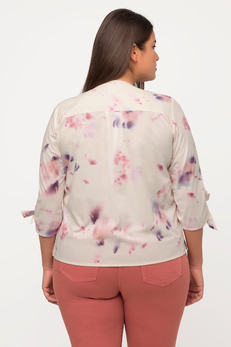 Bluse, Oversized, V-Ausschnitt, 3/4-Arm, Biobaumwolle
