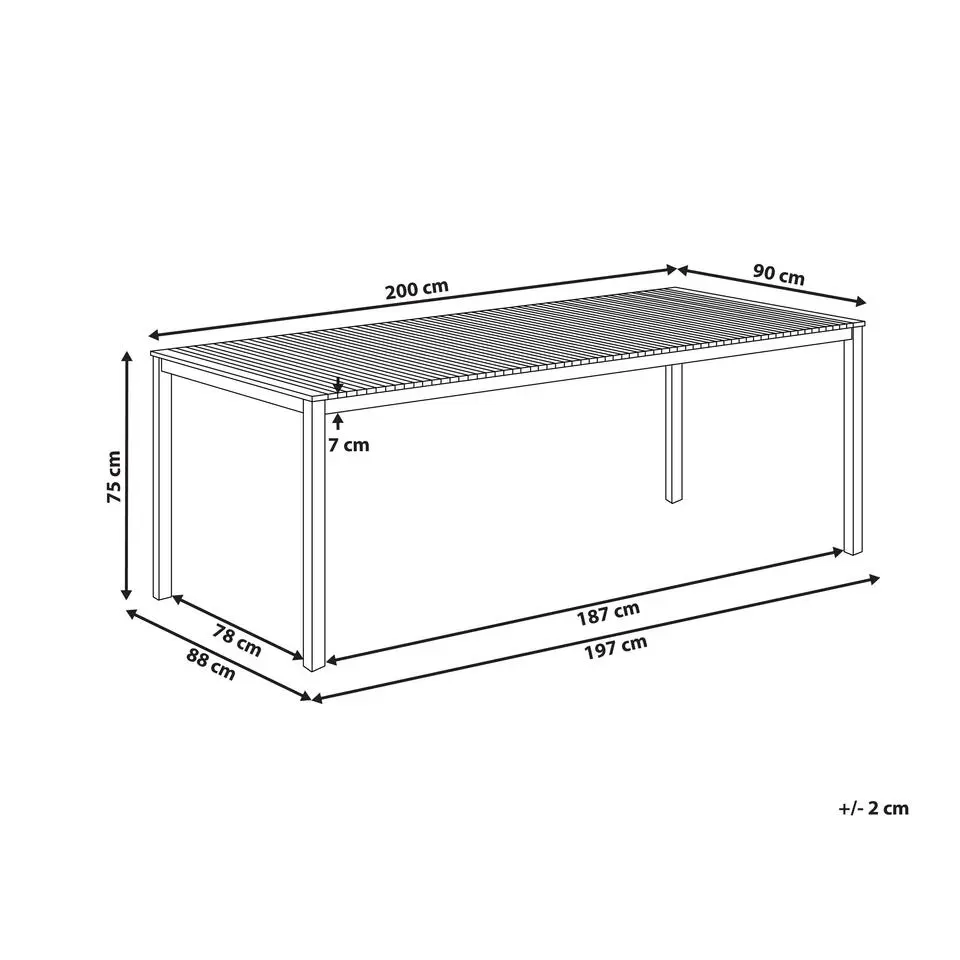 VIAREGGIO II - Tuintafel - Lichte houtkleur - 90 x 200 cm - Teakhout