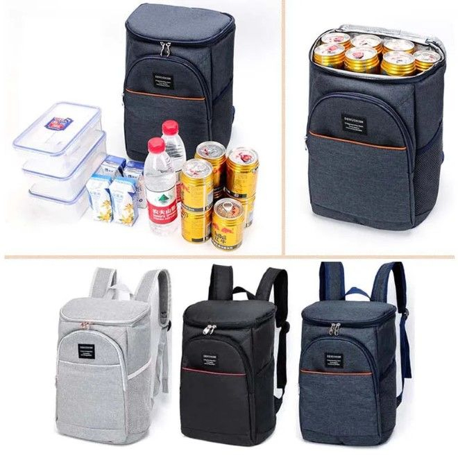 (20L) Oxford Thermo Picknick Rucksack Kühltasche Isolierrucksack für Camping / Wandern / Festivals - Grau
