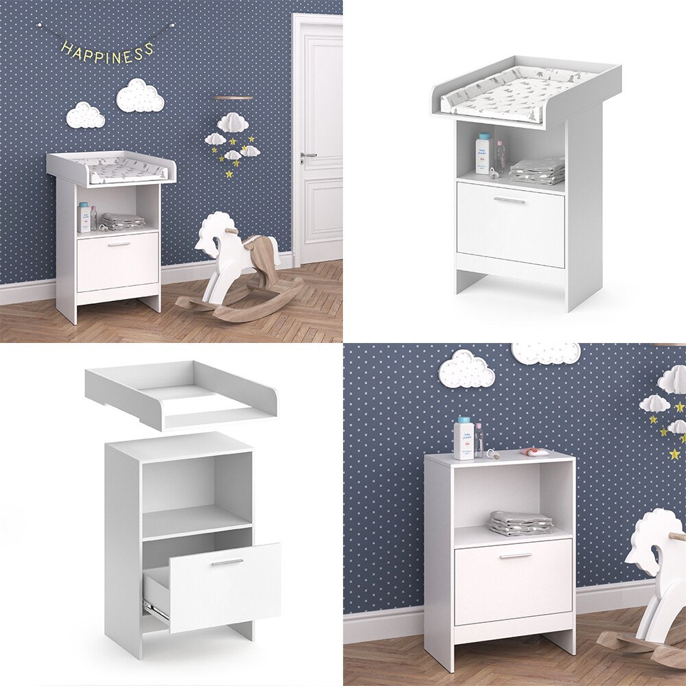 Vicco Wickeltisch Wickelkommode Wickelschrank Leo Wickelaufsatz Schublade Weiß