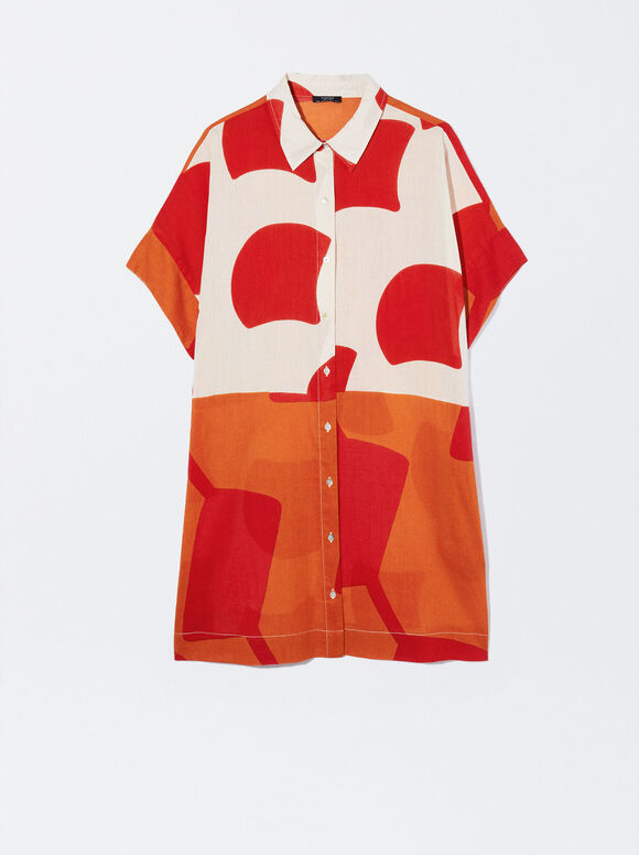 Vestido camisa estampado - Multicolorido